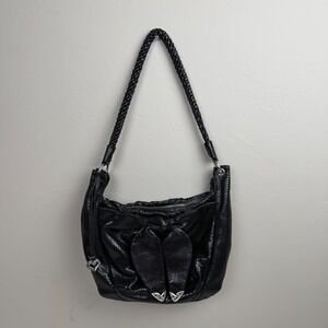 Brighton Black Leather Purse Bag Snake Skin Cheetah Inside